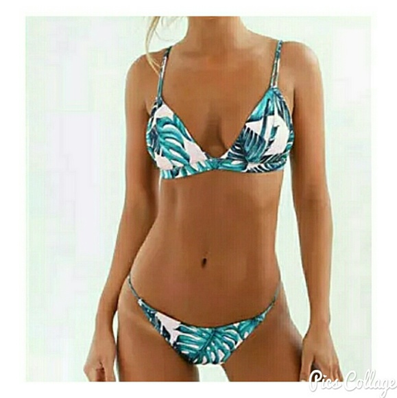 SEXY BLUE LEAVES BIKINI - Picture 3 of 7